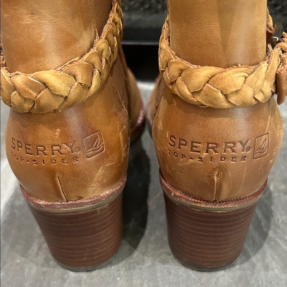 Sperry Tan Ankle Boots with Braided Detail - Picture 2 of 4